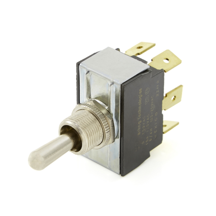 Carling Technologies 6GM5M-73 Unsealed Metal, 15A, DPDT, Momentary (On)-Off-(On) Toggle Switch