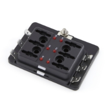 Standard ATOF/ATC LED Fuse Block with Clear Cover 45619, 6-Position, 30A