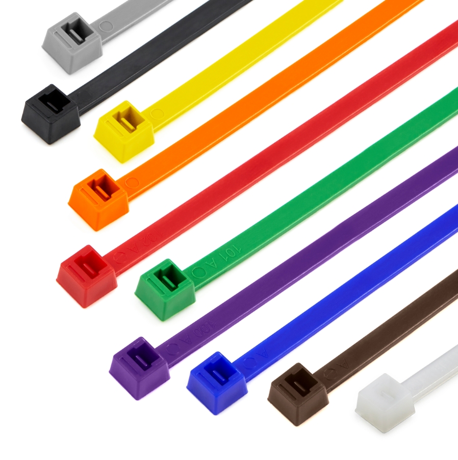 21529 Colored Cable Tie Kit, 7 1/2", 100 PCS Per Color, 1000 PC Kit