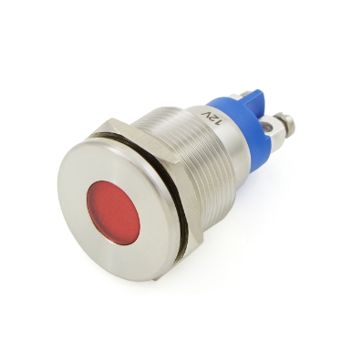 cit relay &amp; switch in19asr12z 19mm flush mount, flat lens, panel indicator light, red led, 12vdc, screw terminals
