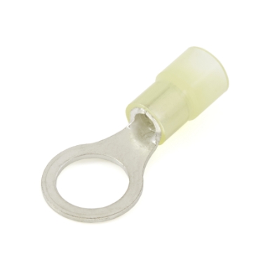 ring terminal, 12-10 ga., 3/8 stud size, nylon insulated
