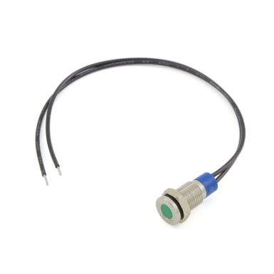 cit relay &amp; switch in8asg12w 8mm flush mount, flat lens, panel indicator light, green led, 12vdc, w/ 6 " wire leads