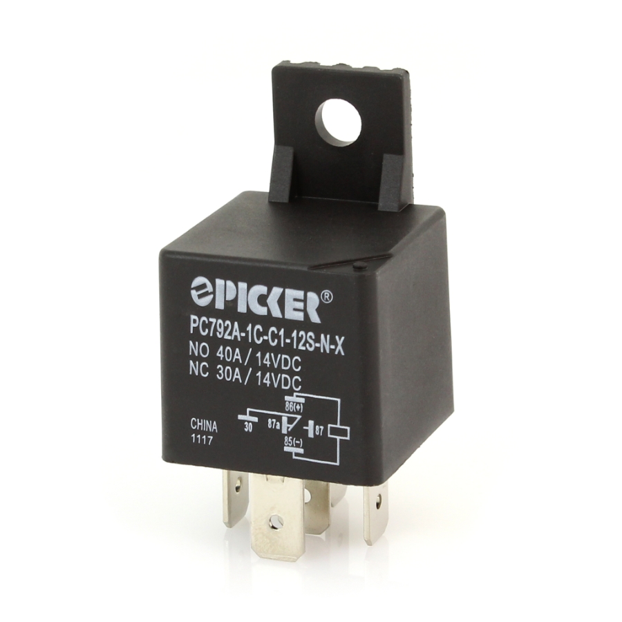 Picker PC792A-1C-C1-12S-N-X 40A Mini ISO Relay, 40A NO, 30A NC, 12VDC, SPDT