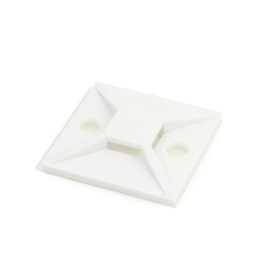 Cable Tie Mounting Base White 4-Way-Adhesive and # 8 Screw