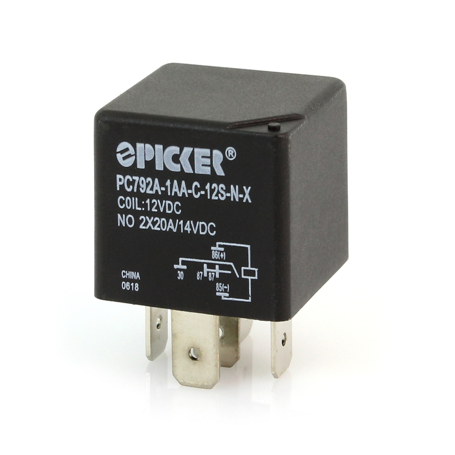 Picker PC792A-1AA-C-12S-N-X 40A Mini ISO Relay, 12VDC, SPST