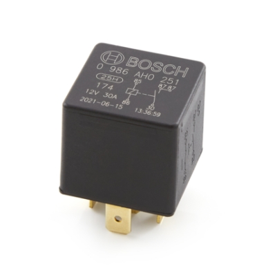 bosch 332019151441 mini relay, normally open, 5-pin, spst, 30a, 12vdc