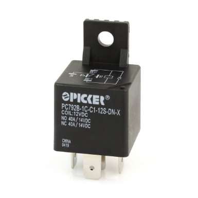 picker pc792b-1c-c1-12s-dnx mini iso relay, 12v, spdt, 40a