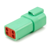 Amphenol Sine Systems AT04-4P-GRN 4-Way Connector Receptacle, Green, Rotated View