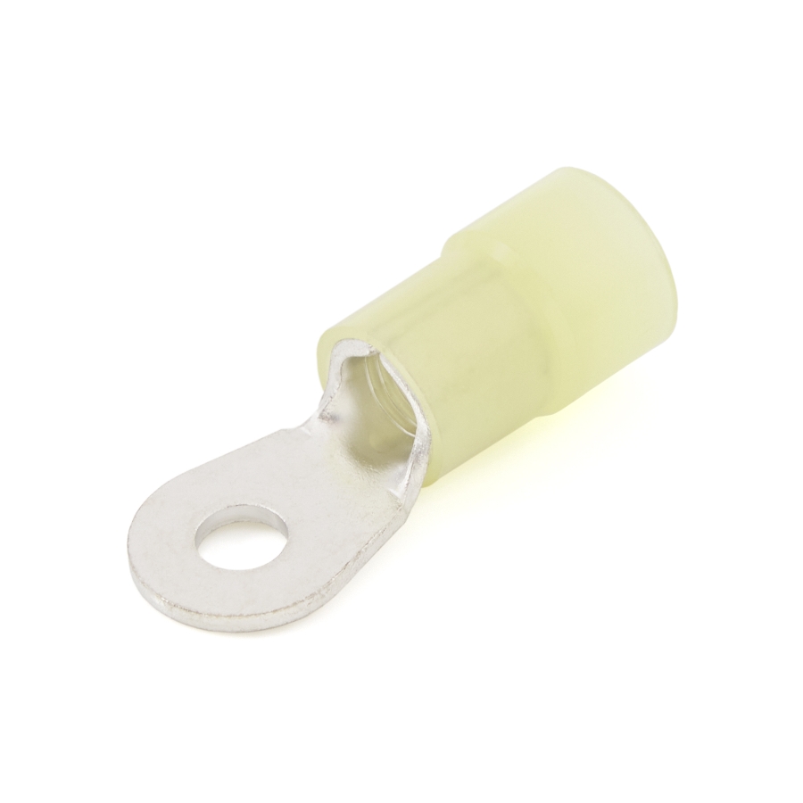 Ring Terminal, 4 Ga., 1/4 Stud Size, Nylon Insulated