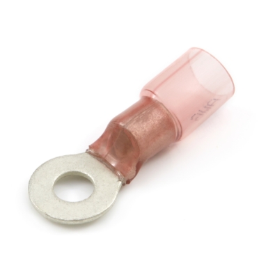 molex 19164-0081 perma-seal ring terminal, 8 ga., 1/4" stud, heat shrink insulated