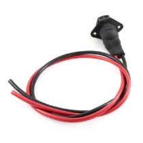 Erich Jaeger 153152 2 Pole, 48" Composite Socket pigtail, 180 degree / Straight,  Blunt-cut, 4 gauge, with rubber boot (SAE J560, SAE J3082), Rotated View