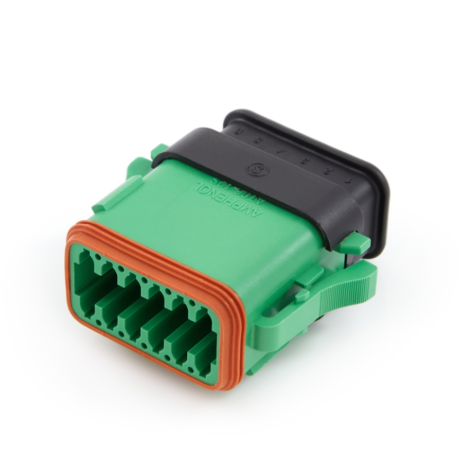 Amphenol  AT06-12SC-SR2GN 12-Way Plug, Female Connector with C Position Key and Reduced Diameter Seal, Strain Relief Endcap, Green