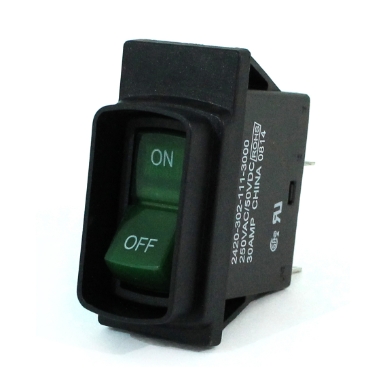 Mechanical Products Lighted Thermal Circuit Breaker, 30A, 12VDC, Green, 2420-302-111-3000