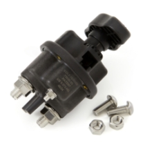Littelfuse 75930-03 Dual Pole Single Throw Manual Battery Disconnect, Auxilary connections, integrated lockout/tagout - Black, Rotated View
