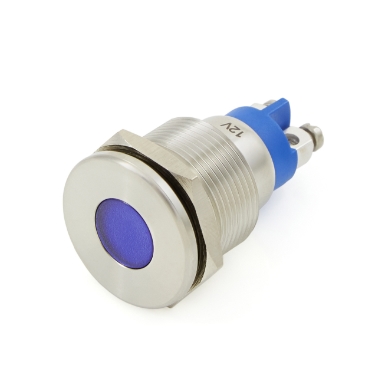 cit relay &amp; switch in19asb12z 19mm flush mount, flat lens, panel indicator light, blue led, 12vdc, screw terminals