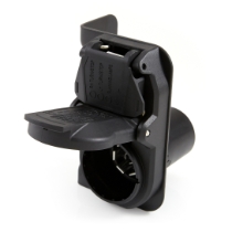 Erich Jaeger 101431, 7-Way & 4-Way Combo Trailer Connector Socket, Horizontal Mount (SAEJ2863 & SAEJ1239), Bottom Open