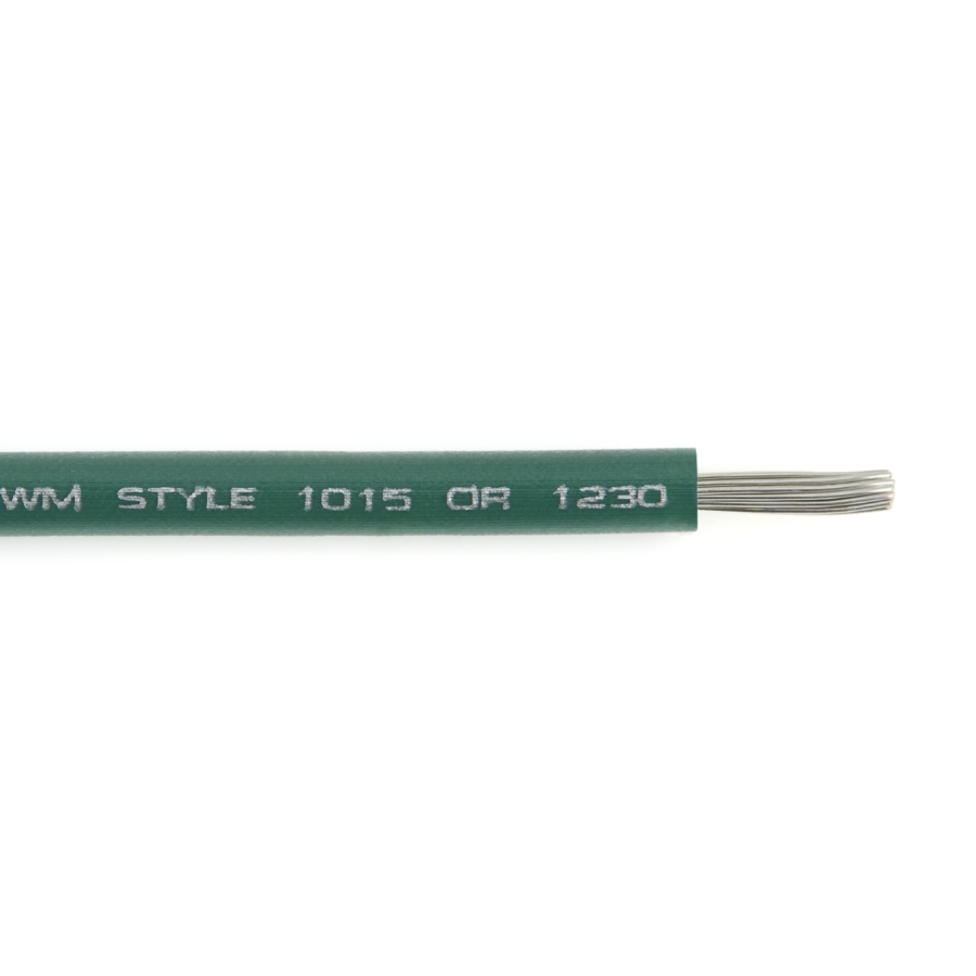 WRT22-5 Hook-Up Wire, Tinned Copper, UL 1015/1230/MTW/AWM, 22 Ga., Green