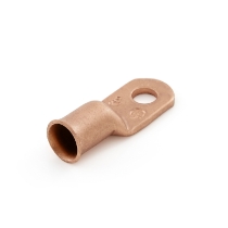 Standard Copper Eyelet Battery Cable Lug, 2 Ga., 1/4" Stud, Unplated, Rotated View