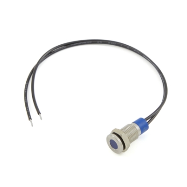 cit relay &amp; switch in8asb12w 8mm flush mount, flat lens, panel indicator light, blue led, 12vdc, w/ 6 " wire leads