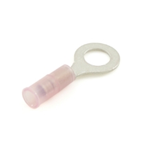 Molex 19057-0015 Ring Terminal, 22-18 Ga., 1/4" Stud, Nylon Insulated with Extra Sleeve, Rotated View