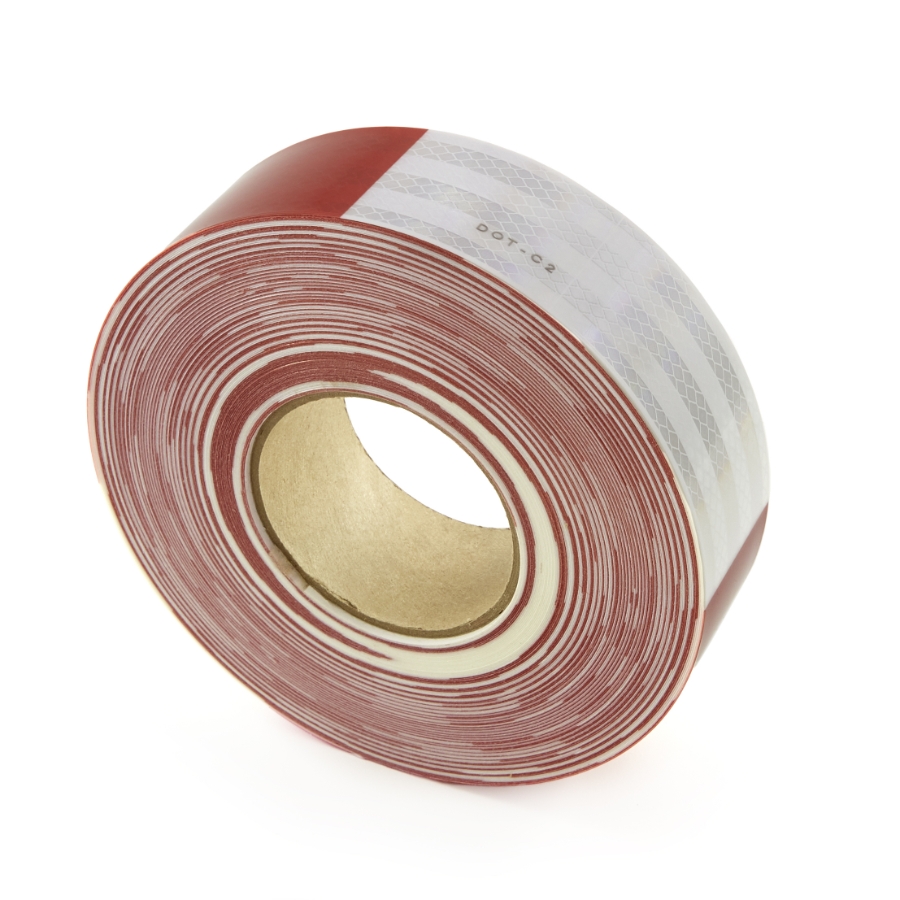 3M 7000004885 ES Diamond Grade Conspicuity Tape Roll, 2" Wide, 150' Roll, 6" Red/6" White
