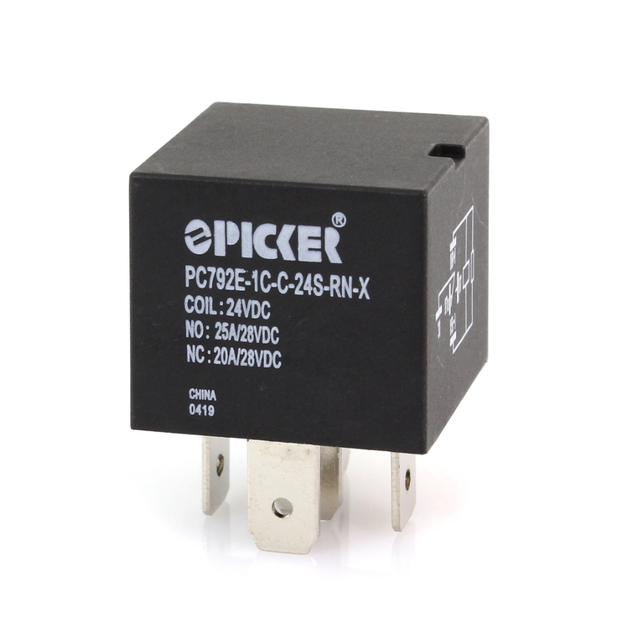 Picker PC792E-1C-C-24S-RN-X Mini ISO Relay, 24VDC, SPDT, 25A, Sealed, Resistor