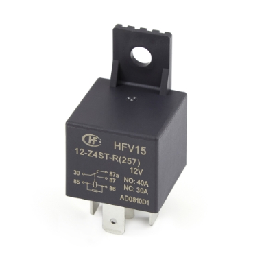 Hongfa HFV15/12-Z4ST-R257, Mini ISO Relay, 12VDC, 40A, SPDT with Plastic Bracket & Resistor