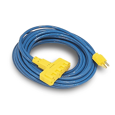 10319 Extension Cord Triple Connector, SJEW-A, 25 ft, 14 Ga., Blue