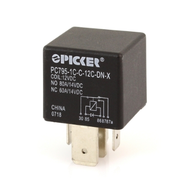 Picker PC795-1C-C-12C-DNX 80A Maxi Relay, 12VDC, SPDT, Diode, Ignition Protected
