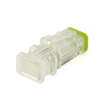 mphenol Sine Systems AT06-2S-LED12VR1-OMC 2-Way AT LED Connector Plug, 12VDC, Clear Body, Rotated View