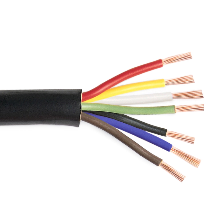 WT702 Trailer Cable, Stranded Bare Copper, 7 Conductor, 14/4, 12/1 & 10/2 Gauge/conductors