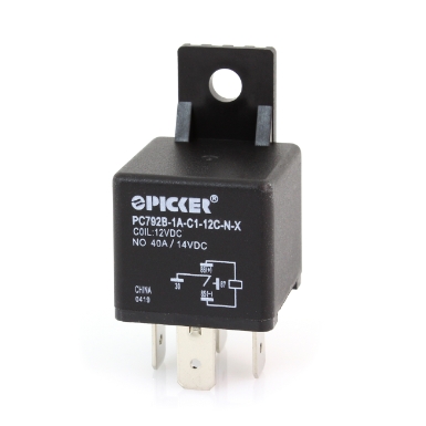 picker pc792b-1a-c1-12c-n-x mini iso relay, 12v, spst, 40a