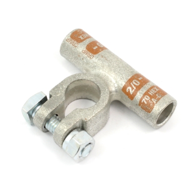 crimpable battery lug 36323, negative post, right angle, 2/0 ga.
