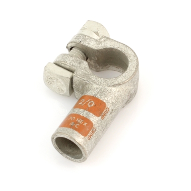crimpable battery lug 36335, negative post, left elbow, 2/0 ga.