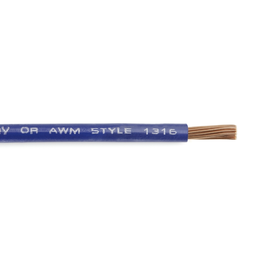 WN18-6 Hook-Up Wire, Bare Copper, UL 1408/1316/1452 TFFN, 18 Ga., Blue