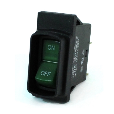 Mechanical Products Lighted Thermal Circuit Breaker, 10A, 12VDC, Green, 2420-302-111-1000
