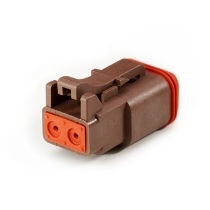 Amphenol Sine Systems AT06-2S-BRN 2-Way Connector Plug Brown, Rotated View