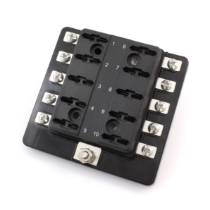 Standard ATOF/ATC 10-Position Fuse Block with Clear Cover, 100A Max., 32VDC, Screw Load Connectors