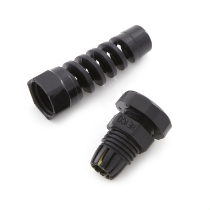 Heyco 3464 Pigtail Cordgrip .065" to .210", 1/4 Thread Size, Black