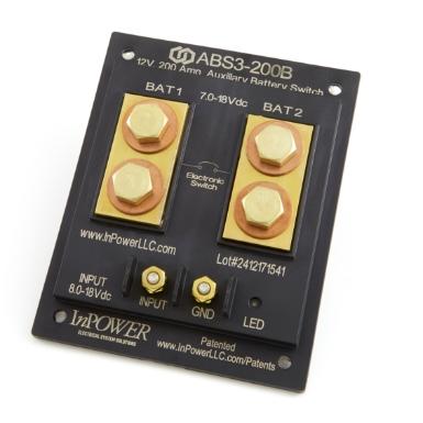 inpower abs3-200b auxiliary battery switch, 200a, 12vdc, quad lug