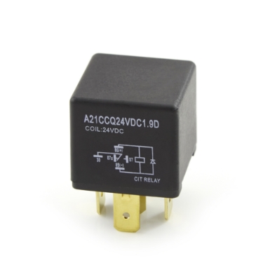 CIT Relay & Switch A21CCQ24VDC1.9D, Mini ISO Relay SPDT, 20A NO-15A NC, 24VDC w/ Diode