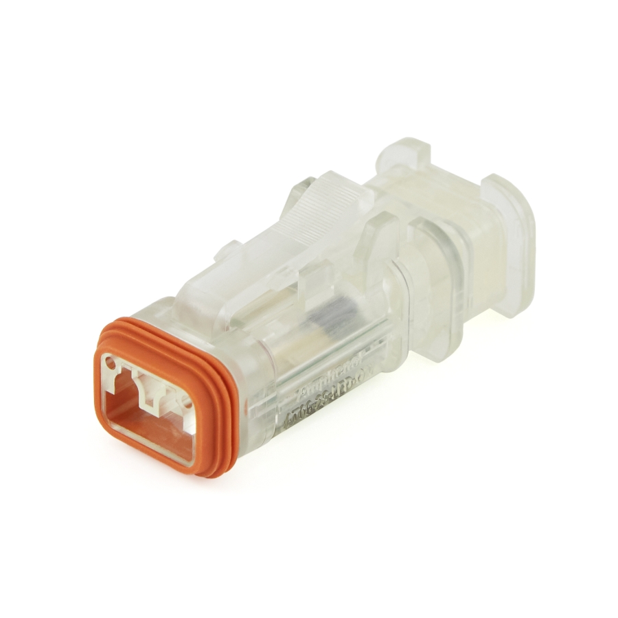 Amphenol Sine Systems AT06-2S-LED12V01-OM 2-Way AT LED Connector Plug, 12VDC, Clear Body, Green LED