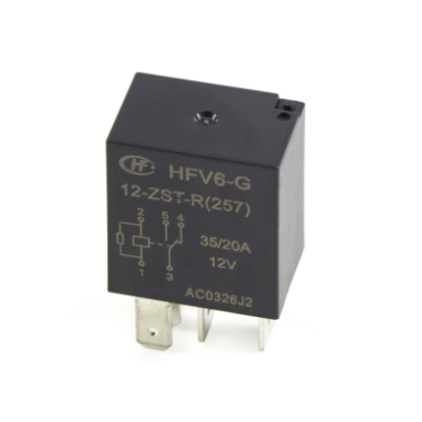 Hongfa HFV6-G/12-ZST-R257, Micro Relay, 12VDC, 25A, SPDT with Resistor