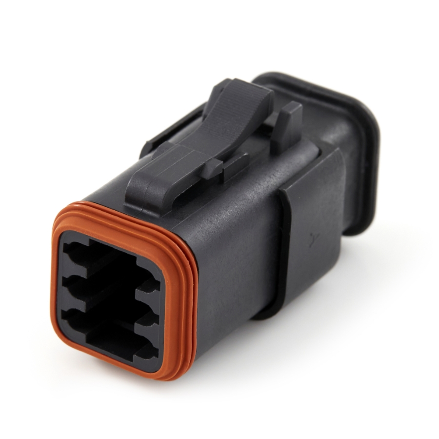 Amphenol Sine Systems AT06-6S-SR01BLK 6-Way AT Connector Plug with Strain Relief End cap, Black