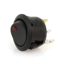 OptiFuse RSW1 R13-208B2-02 Illuminated Round Rocker Switch, On-Off, SPST, 3 Contacts, Red