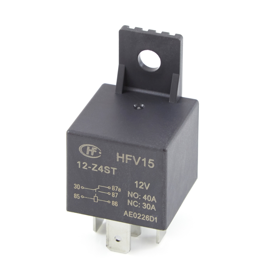 Hongfa HFV15/12-Z4ST, Mini ISO Relay, 12VDC, 40A, SPDT with Plastic Bracket