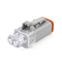Amphenol Sine Systems AT06-2S-LED12V01 2-Way AT LED Connector Plug, 12VDC, Clear End cap, Green LED