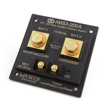 inpower abs3-200a auxiliary battery switch, 200a, 12vdc, dual lug