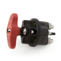 Littelfuse 75930-01 Dual Pole Single Throw Manual Battery Disconnect, Auxilary connections, integrated lockout/tagout - RED, Hardware Installed