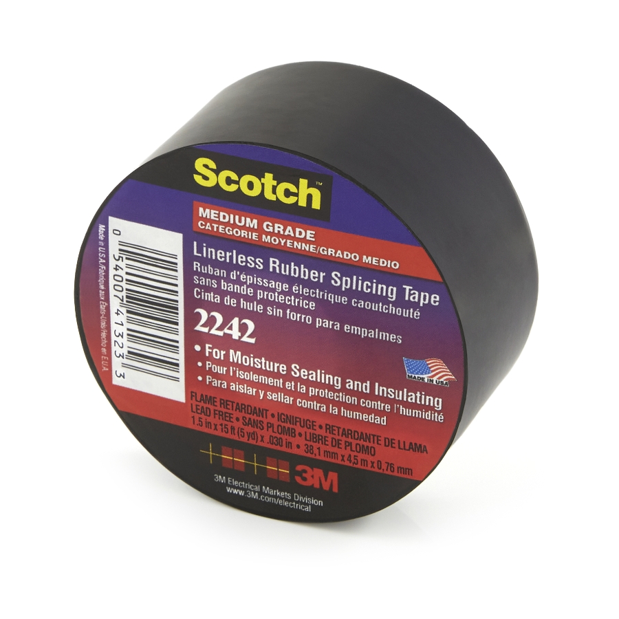 3M 7000132741 Linerless Rubber Electrical Tape, 1-1/2" Wide, 15' Roll